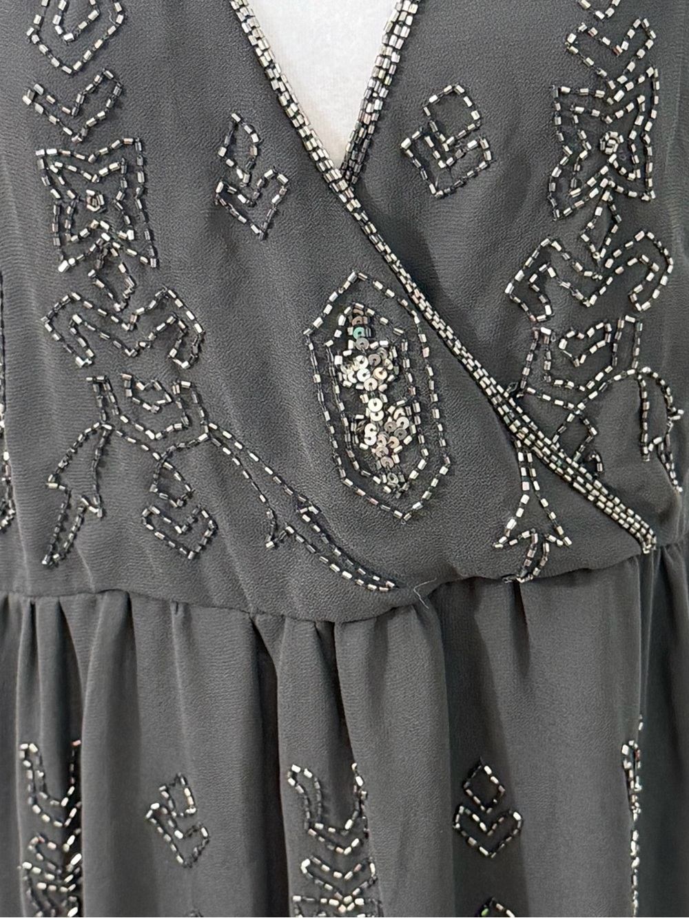 Buckle Black Beaded Sequin Halter Top Large Sheer Chiffon Y2K Party NWT - Picture 7 of 8